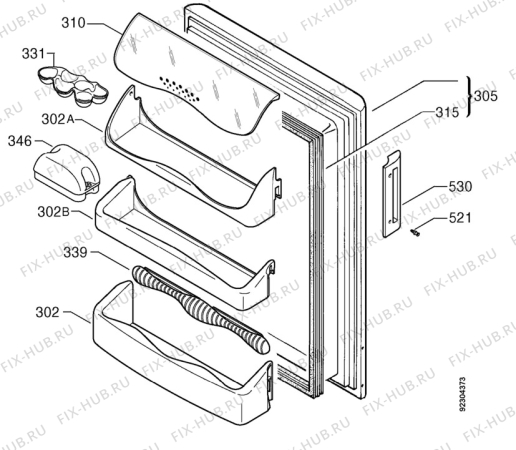 Взрыв-схема холодильника Zanussi ZT160R-1 - Схема узла Door 003